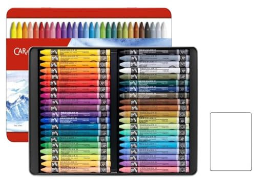 Caran d'Ache Neocolor II, Pastels à la Cire aquarellables, Crayons à la Cire Aquarellables Lot DE 40 et 1 cartes postales EMI Craft