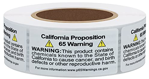 Hybsk California Proposition 65 Warning Labels, 2x1 Inch 500 Labels, Self Adhesive Chemicals Notice Stickers, P65 Health Alert Sign