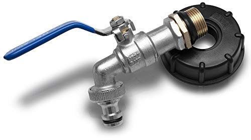 Premium 3/4“ Zoll Wasserhahn für IBC Tank - Adapter kompatibel mit Gardena Anschluss - das perfekte Zubehör für den Wassertank im Garten