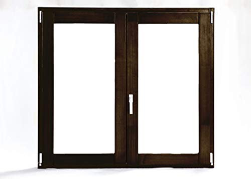 UNICA INFISSI - Finestra 2 Anta In Legno con Anta Ribalta - Verniciato in 6 colori a scelta - Vetrocamera bassoemissivo e antifortunio - 4 Misure a scelta (1120x1255 (Destra), T21 Noce Brennero)