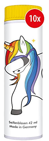 PUSTEFIX Seifenblasen Set I 10 x Klassik 42ml Fun-Edition Einhorn I Bubbles Made in Germany I Unicorn Seifenblasen für Kinder-Geburtstag, Hochzeit, Standesamt, Polterabend I 10 x 42 ml Vorteilspack