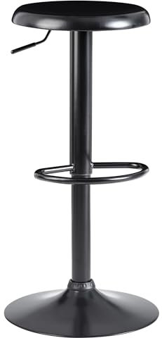 FineBuy Barhocker Schwarz Hocker ohne Lehne 58-79 cm Barstuhl, Küchenhocker Metall 100kg, Design Tresenhocker Drehbar Bistrohocker