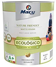 Pintura Plástica Mate Ecológica Blanco para Interior con Conservante Antimoho y con Certificación Ecolabel 750 Mililitros