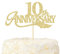 LOVENJOY 10th Anniversary Cake Topper Gold Glitter for 10 Years Wedding Anniversary Cake Decoration