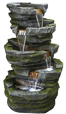 Bond Manufacturing Y95867 Artesian, fontana da giardino illuminata, altezza 101,6 cm, grigio