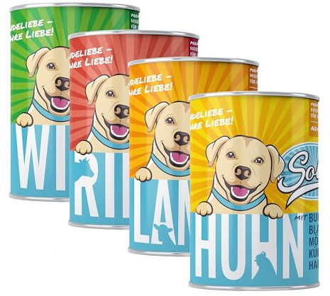 Sollis Hundefutter Nassfutter für Hunde | 0% Getreide | 0% Zucker | Natur pur in verschiedenen Sorten & Größen (Klassik Mix, 24x400g)