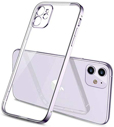 Mixroom - Cover Custodia per iPhone 12 Mini Bordi Piatti Protezione Fotocamera in Silicone TPU Placcatura Lilla