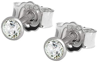 NKlaus Paar Ohrstecker 2,5mm Weiß Gold 585 14 Karat Gold Ohrring Kristall Zirkonia Weiß 2072