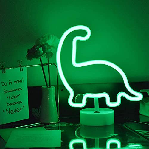 ENUOLI LED Grüne Dinosaurier Leuchtreklamen Neon Nachtlicht Zeichen für Partybedarf Mädchen Raumdekoration Zubehör für Weihnachtsfeier Tischdekoration Kinder Kinder Geschenke (Grüner Dinosaurier)