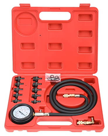 KUNTEC Oil Pressure Gauge Tester Professional Engine Compression Testing Kit w/ 10 Fittings 140 PSI