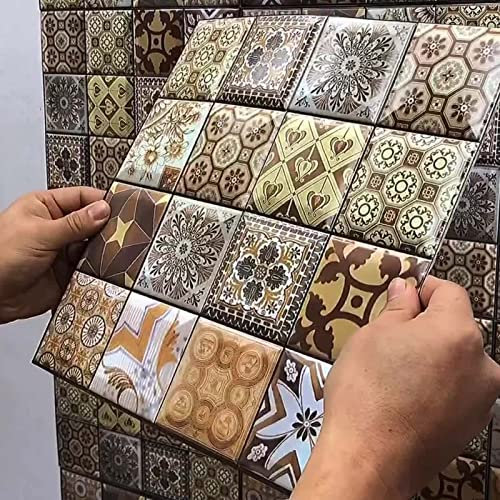 Azulejos Adhesivos Cocina 30X30cm Bohemia Vinilos Cocina Azulejos Vinilos Para Baños Losetas Vinilo para Paredes Suelo Vinilo Autoadhesivo para Cocina