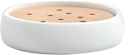 SPIRELLA - Porte Savon Sven en Polyrésine 11,6 x 11,6 cm pour Une Salle de Bain Élégante et Pratique, Idéal pour Organiser Vos Accessoires de Toilette, Blanc