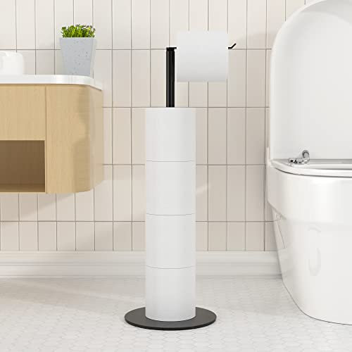 Porte-Rouleau de Papier Toilette sur Pied pour Salle de Bain, Porte-Papier hygiénique en Acier Inoxydable à Base lestée, Distributeur de Papier Toilette Simple et Pratique