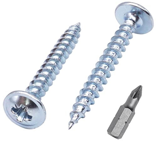 SKIR'CO Lot de 80 vis à bois en acier zingué 4,0 x 30 mm, vis en métal, tête gaufrée, Pozidriv, autotaraudeuses