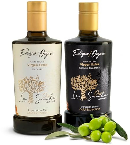 Pack 2 Botellas Aceite de Oliva Virgen Extra Ecológico (1L) - Cosecha Temprana y Premium | AOVE Gourmet Picual y Cornicabra, Extracción al Frío | Lote Perfecto para uso en Crudo y Cocina Gourmet