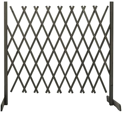 HOMIUSE Garten-Rankzaun Grau 180x100 cm Massivholz Tanne Türgitter Ohne Bohren Treppenschutzgitter Ausziehbar Absperrgitter Gartenzaun Holzzaun für Garten Schutz Privatsphäre Erweiterbares Design