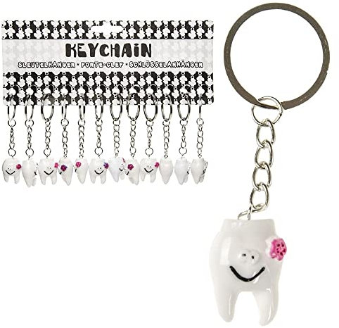 BEMIRO Zahn Schlüsselanhänger mit Smiley Motiv - ca. 3 cm, Schlüsselanhänger Kinder, Mitbringsel Idee, Mitgebsel Kindergeburtstag, Key Chains, Schlűsselanhänger, Key Chain, Schluesselanhaenger