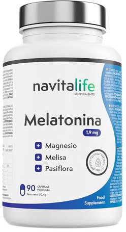 Melatonine 1,9 mg Pure avec Magnésium, Passiflore et Mélisse | Aides au Sommeil pour un Sommeil Profond | Mélatonine à Action Rapide et Hautement Biodisponible | 90 Capsules Végétariennes