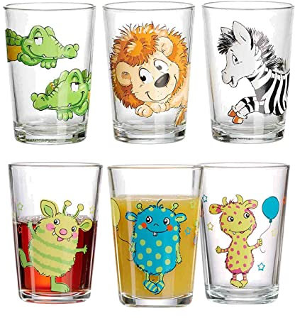 Ritzenhoff & Breker Happy Zoo & Monsterchen - Juego de 6 vasos infantiles (205 ml, diseño de animales y monstruos, apto para lavavajillas)