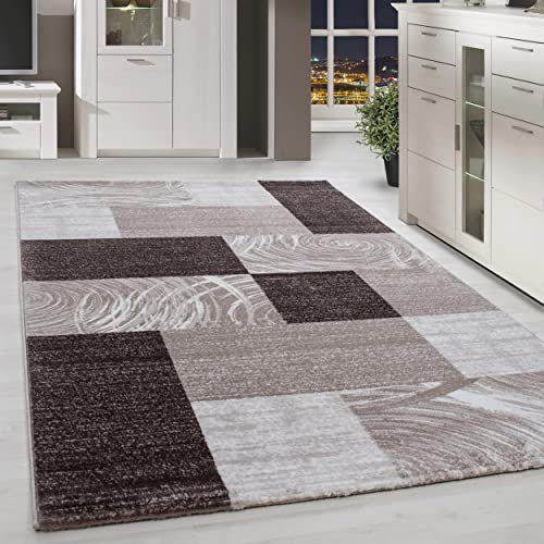 HomebyHome Teppich Wohnzimmer 140x200 cm Rechteckig Braun Kurzflor Design - Teppich Schlafzimmer, Esszimmer, Küche Flauschiger Extra Weich Tepich Waschbär Einfache Reinigung - Carpet