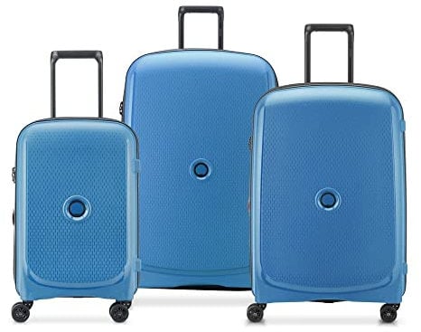 DELSEY PARIS - Belmont Plus – Kabinenkoffer, Hartschale, Slim, Zinkblau, Set 3 Valises Extensibles (L-M-S), Klassisch