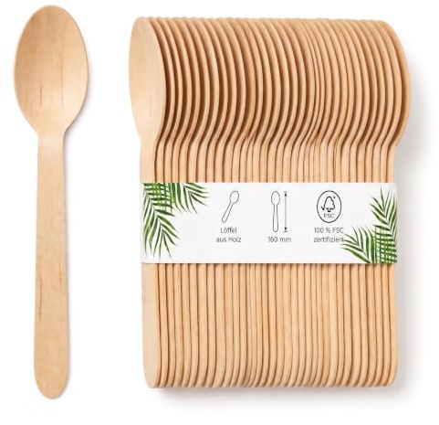 DeinPack 1000 Holzlöffel 16 cm Birke biologisch abbaubar Einweg-Holzbesteck