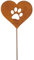Generisch Rost Stecker Herz mit Pfote Edelrost Beetstecker Gartenstecker 90cm Gartendeko Hund Katze