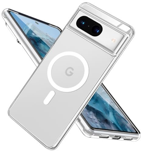 DiyGody Magnetisch Handyhülle für Google Pixel 7a 6.1 Zoll Kompatibel mit MagSafe, Weich TPU Stoßstange Acryl Hybrid-Schutz Transparente Hülle, Magnetische Adsorption Anti Fingerabdruck Schutzhülle