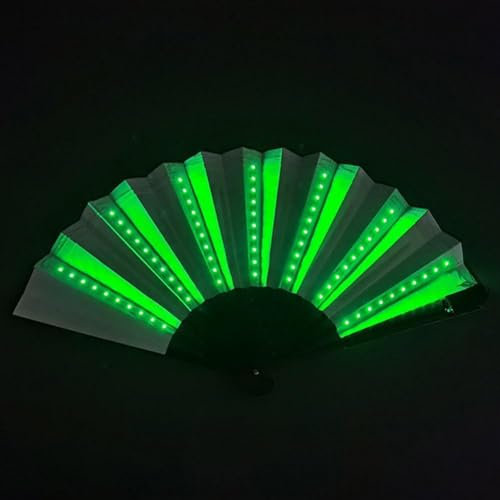 Folding Hand Rave Fan With Light,Glowing Hand Fan,Folding Fan, Led Fan, Light Up Hand Fan Stage Performance Show Glowing Light Up Birthday Party Gift Wedding Home Decor Night Club Fluorescent Props
