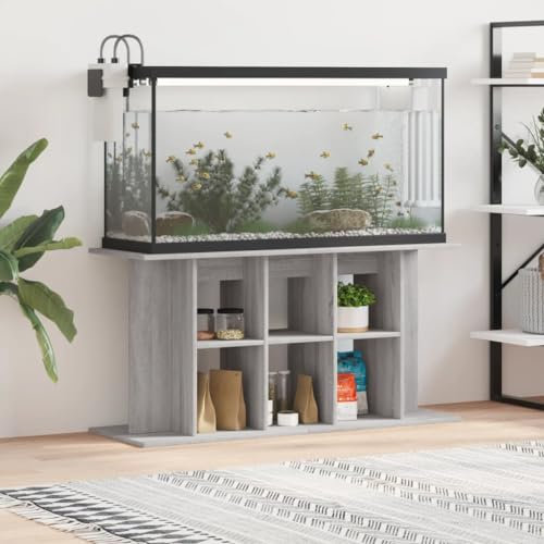IKAYAA Aquarium Unterschrank Aquariumständer Aquariumregal Aquariumschrank Betongrau 120 x 40 x 60 cm Aquarium Stand Aquarium Tisch Aquarium Schrank Unterschrank Holzwerkstoff