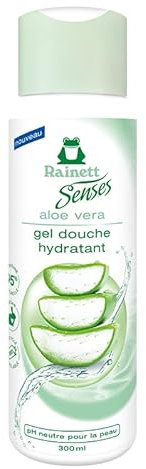 RAINETT Senses - Gel Douche Hydratant à l'Aloe Vera - 95% d'Ingrédients d'Origine Naturelle - Formule Vegan - Gel Douche pH Neutre Pour La Peau - Flacon Recyclé & Recyclable - 300 ml