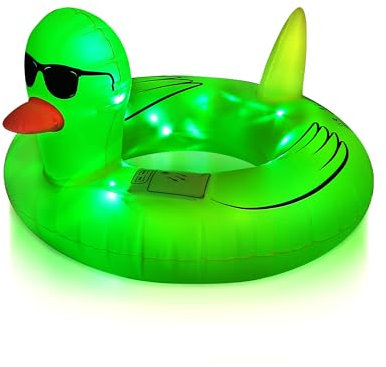 Duck Pool Float mit Lichtern, Solarbetriebene LED Farbe wechselnde Sommer Pool Essentials Aufblasbare Pool Floats Ente Schwimmen Pool Rohre für Kinder