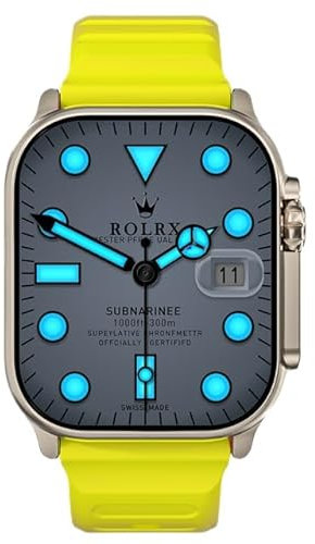 RUQIU Reloj inteligente T900 Ultra 2 2024 para hombres y mujeres, pantalla táctil completa de 2.3 pulgadas, monitor de salud 2023, llamadas BT Series 9 (amarillo)