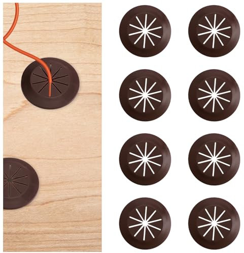 MOROBOR Lot de 8 œillets de câble de bureau marron pour bureau d'ordinateur et autres meubles
