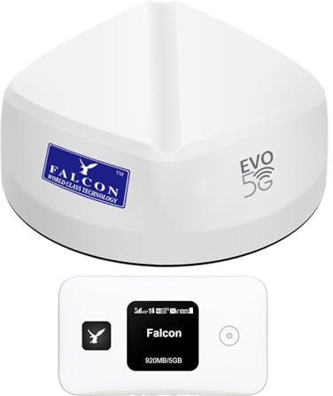 Falcon Evo antenne de Toit 5G LTE, INCL. routeur WLAN 4G Mobile 300 Mbit/s Mobile pour Caravane, Camping-Car, Bus, Camion, Bateau, Van, Voiture I Internet Hotspot I WiFi