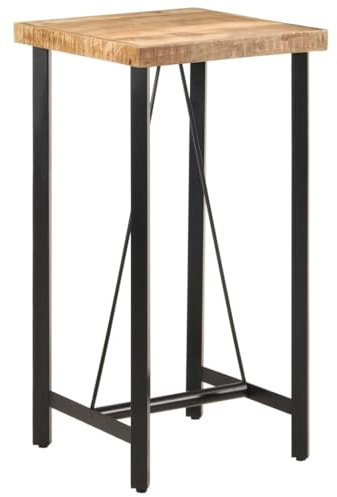 Homgoday Mango-Holz Bistrotisch 55x55x107 cm mit Eisenrahmen - Party, Küche oder Balkon