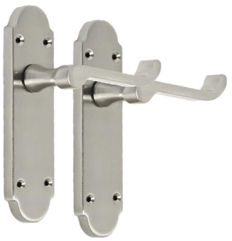 Satin Nickel Scroll Door Handle Set with Tubular Latches - Victorian Style Internal & External Lever Door Handles with Backplate 170mm x 42mm (1 Pair of Latch Handles)