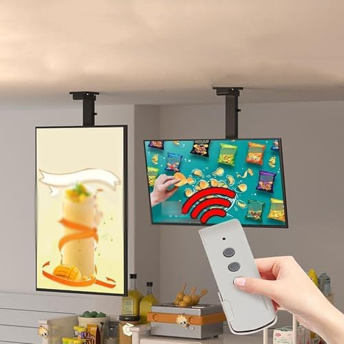 QICBYING Supporto TV Soffitto Motorizzato - Supporto TV Pavimento, per TV da 32-75 Pollici Supporto Sollevamento Automatico, con Telecomando Supporto Telescopico Regolabile in Altezza per TV