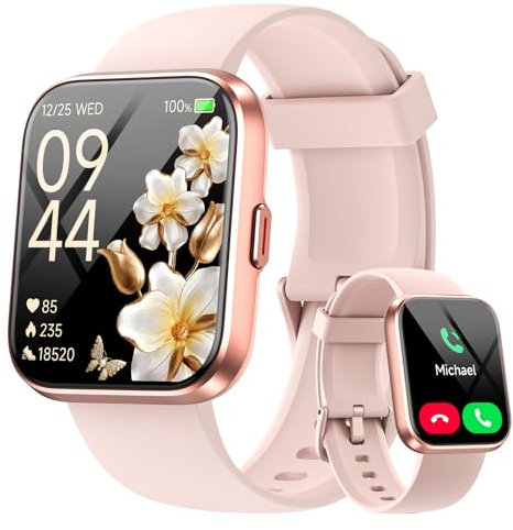 Smart Watches for Women(Answer/Make Call), 1.8 HD Ladies Smart Watch with Alexa, Fitness Tracker with SpO2 Heart Rate/Sleep Monitor/IP68 Waterproof, Step Counter Smartwatch for iPhone/Samsung/Android