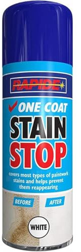 ARUUJ - Stain Stop Spray 400ML - One Coat Paint Spray - Damp Mould Prevention Paint - Stain Remover Spray For Walls & Paintwork - Aerosol Multipurpose Spray - White Stain Stop Blocker (1)