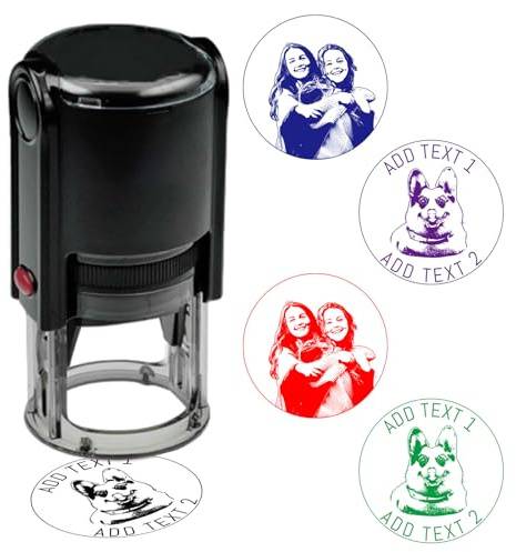 Stempel mit individuellem Logo, personalisierter Gesichtsstempel, selbstfärbend, individuelles Foto, Business-Gummistempel mit Porträt, Text, Lehrer, Schule, Büro, 5 Tintenfarben