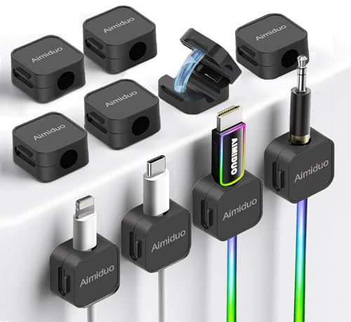 Magnetic Cable Clips Cord Organizer Holder,10-Pack Cable Management Cord Clips,Adhesive Phone Cable Wire Charger Cord Organizer For Nightstand Desk Charging Cords Wall Car Desktop Office (10, Black)