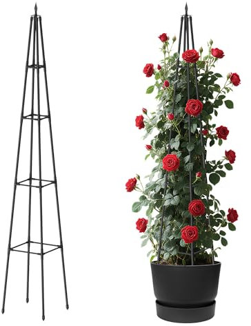Alisisfores 6 FT Obelisk Trellis for Climbing Plants Outdoor, 6FT Garden Trellis with Extra Thickened Plastic-Coated Metal Pipes, Garden Indoor Potted Plant Support, Climbing Support for Potted Plants
