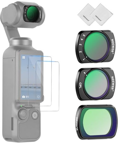 NEEWER Variabler ND Graufilter + CPL Polfilter + Black Diffusion 1/4 Filter, kompatibel mit DJI Osmo Pocket 3 Creator Combo Zubehör, ND2-32 HD Filter mit 2X Displayschutzfolie und 2X Reinigungstuch