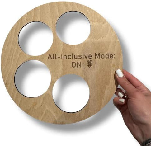 Personalised Drinks Tray Caddy Wooden Beer Glass Holder with 4 Slots Custom Holiday Drinks Carrier Gift for Him, Dad, Husband, BBQ Parties, Groomsmen Personalised Wooden Gift (Hole Diameter 60mm)