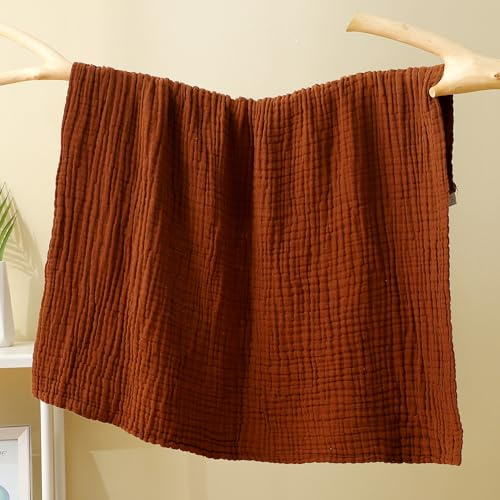 Donubiiu Musselin Decke, Sommerdecke Erwachsene,100% natürliche Musselin-Baumwolle, Atmungsaktive Weiche Tagesdecke Sofaüberwurf Couchdecke (Weinrot,Normal(130x150))