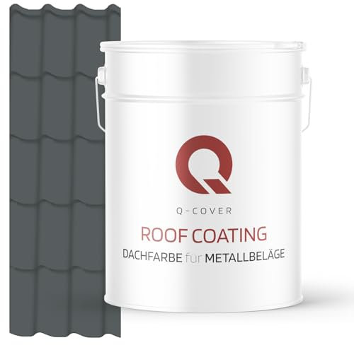 Q-COVER Dachfarbe für Metallbeläge 10L Halbmatt Basaltgrau RAL 7012, wetterfest, UV- & rostbeständig