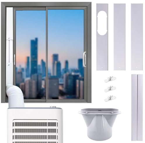 Fensterabdichtung Für Mobile Klimageräte, 4 Stück Klimaanlage Fensterabdichtung Rolladen Mit 130mm Klimaanlage Schlauch Adapter, Abluftschlauch Fensterdurchführung, Kein Bohren(D)