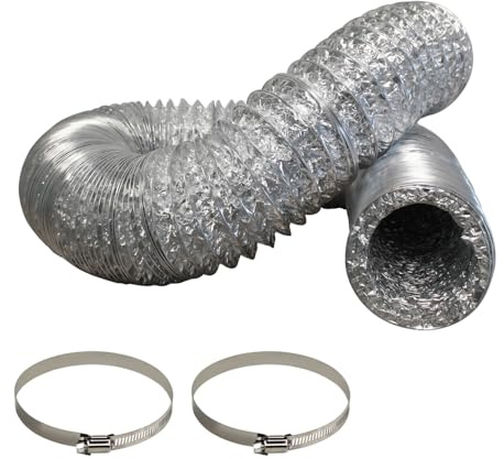 Aluflexschlauch für Dunstabzugshaube 8m Lüftungsschlauch flexibel Abluftschlauch Aluminium schlauch mit Edelstahl Schlauchschellen für Bad Klimaanlage abluft dunstabzugsschlauch (100mmx3m)