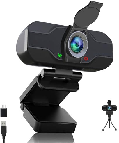 webcam for pc 1080p,PC Webcam with Microphone & Wide View,Auto Light Correction, Web Computer Camera for Desktop,Plug & Play USB C Webcam for Laptop,PC,Computer Streaming, Mac,Zoom/Teams/Skype/Twitch